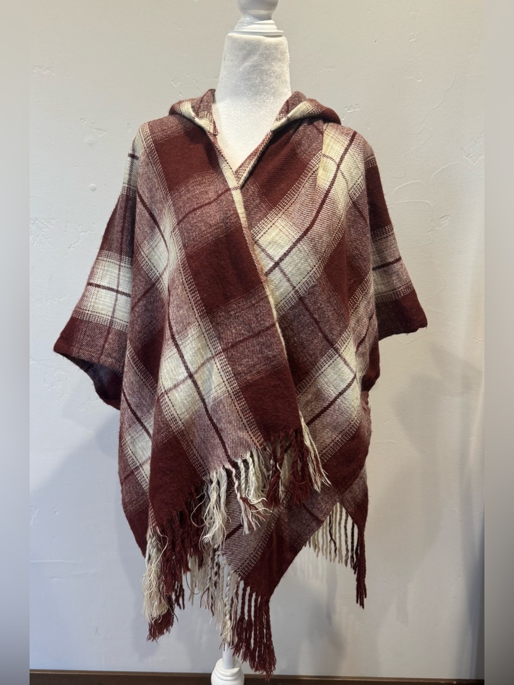 Hollister Plaid Hooded Poncho